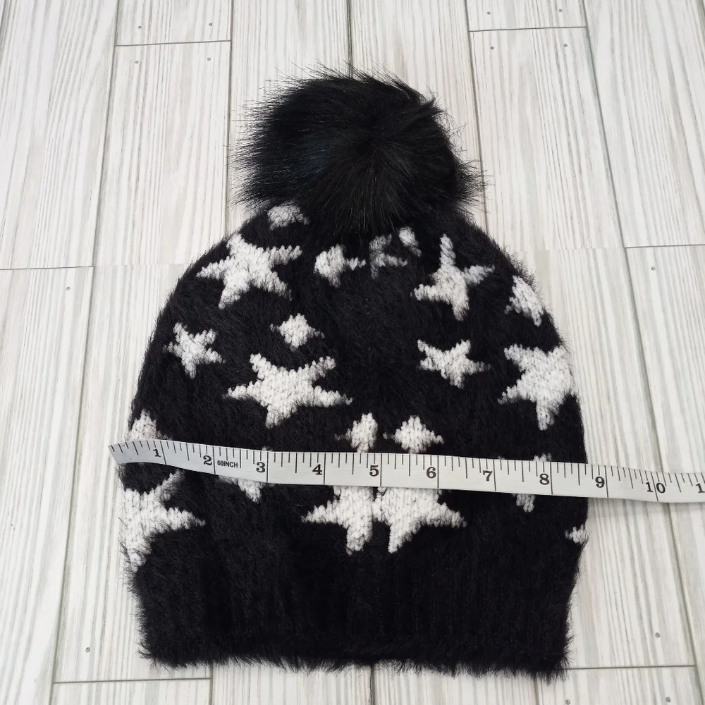 Torrid Allover Star Black & White Pom Beanie